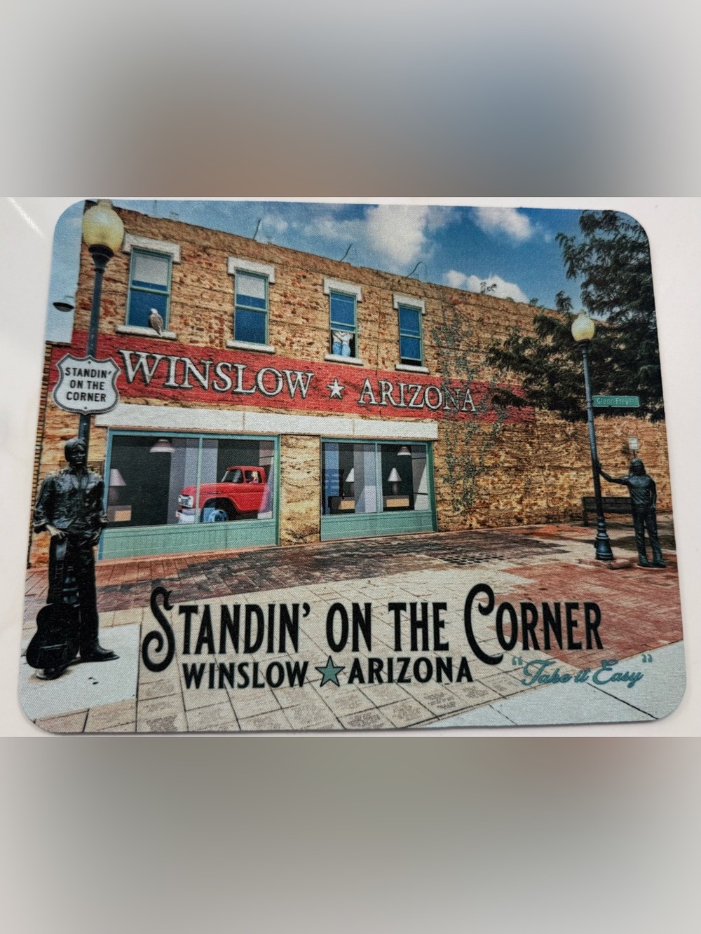 Eagles Mousepad Standin' on the Corner Winslow Arizona, Red Truck - Take it Easy